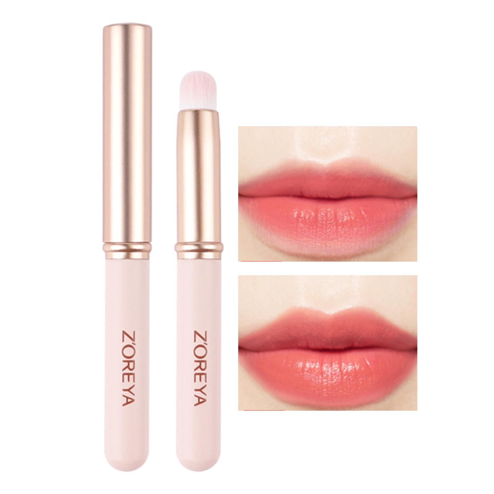 awakentti awakentti Lip Brush, Lip Brushes with Dustproof Lids and Fiber Bristles, Lip Smudge Brush, for Lipstick Gloss Creams, Hygienic Portable with Cap, for Women Girl