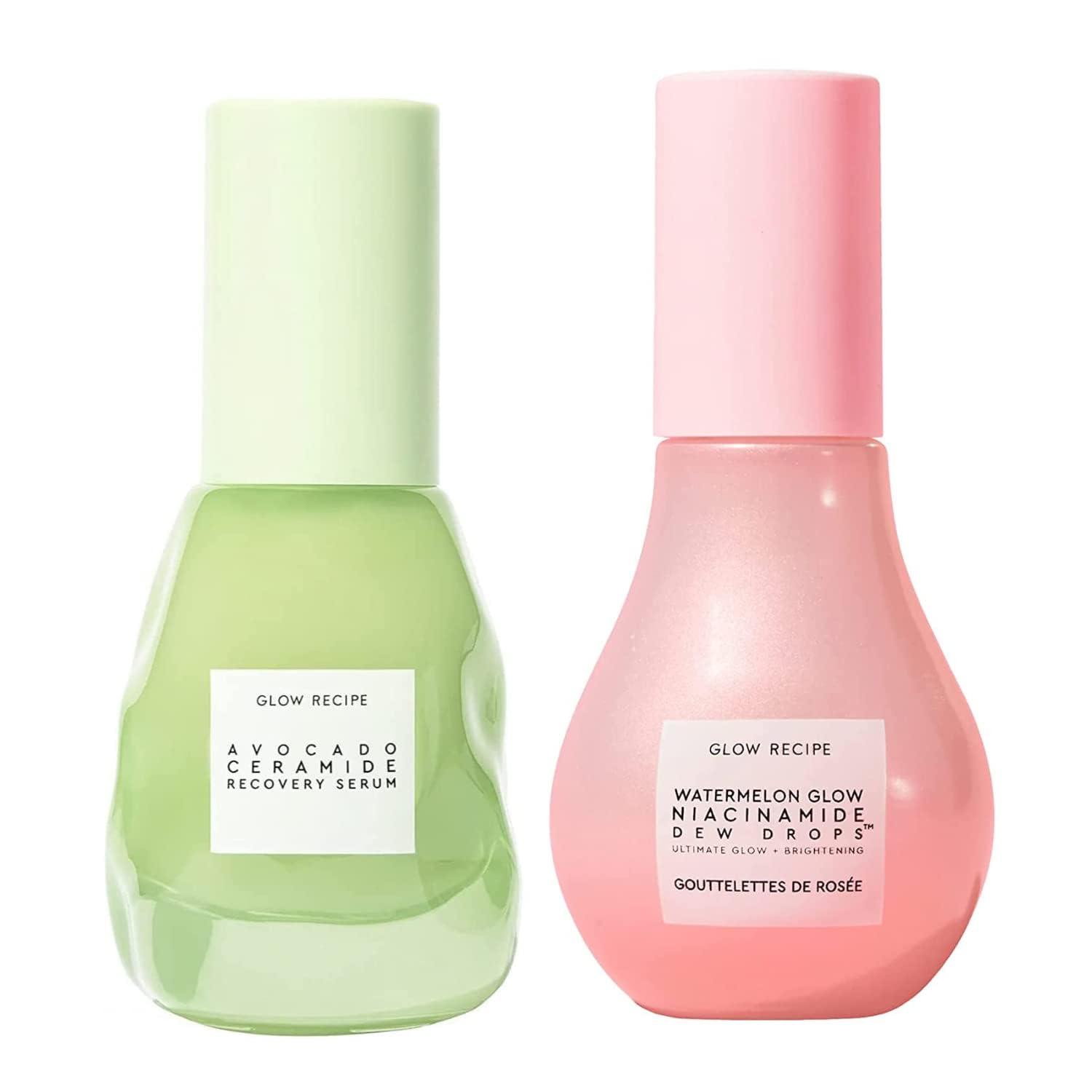 Glow Recipe Glow Recipe Brighten + Soothe Duo - Watermelon Glow Niacinamide Dew Drops (40ml) Highlighting Serum + Avocado Ceramide Recovery Serum (30ml) to Reduce Look of Redness, Uneven Tone, and Dark Spots