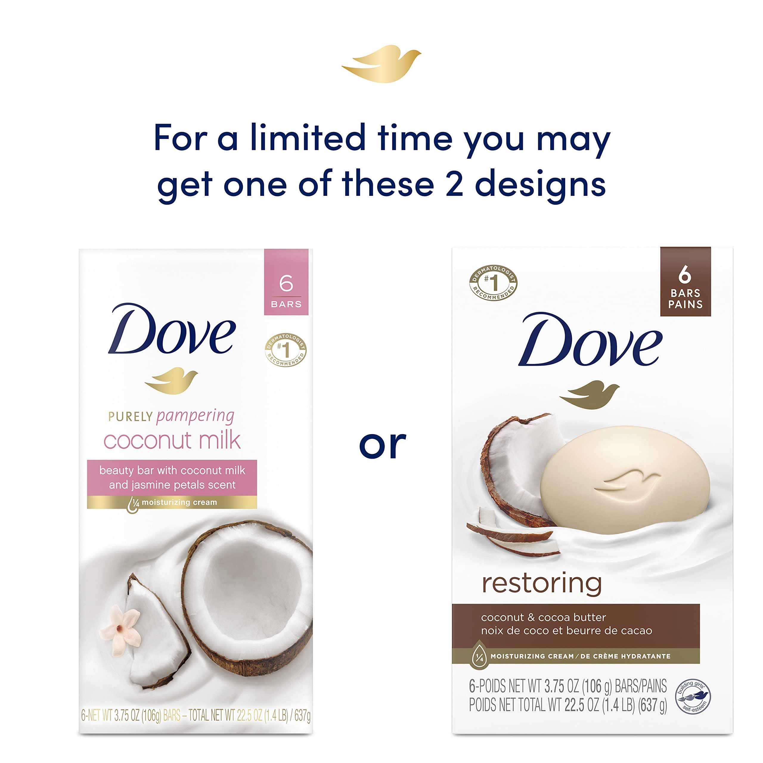 Dove Dove Cucumber Green Tea and Coconut Milk Beauty Bars for Softer Skin More Moisturizing Than Bar Soap 6 Bars 3.75 oz Each