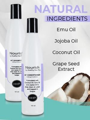 Healthy Hair Plus Fungus Shampoo & Conditioner Set for Humans - Relieves Itchy Dry Scalp, Reduces Inflammation & Irritation. Emu Oil for Gentle Cleansing, Non-Greasy for Women & Men. Made in the USA by Healthy Hair