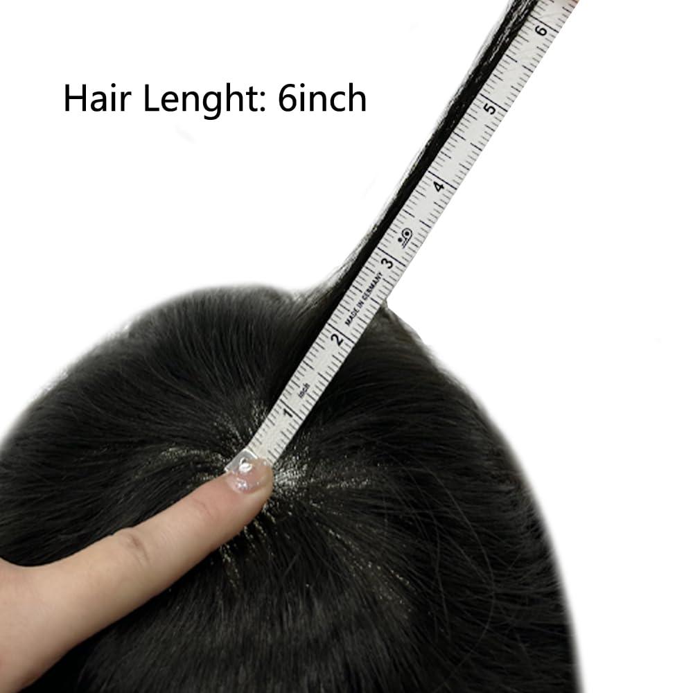 Hair Wonders Hair Wonders Toupee For Men Hair System Swiss Lace Real Human Hair System For Men Mens Toupee Human Hair Poly Men Hair Replacement Hairpiece For Men6x9 Medium light density 1# JET BLACK