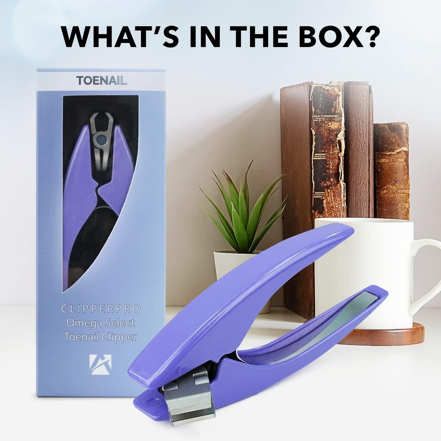 Azurro CLIPPERPRO Omega Select Toenail Clipper - Toe Nail Clipper for Women, Men, and Seniors | Ergonomic, Easy to Grip Small Nail Clippers | Nail Cutters with Steel Blades and 180 Degree Swivel Head