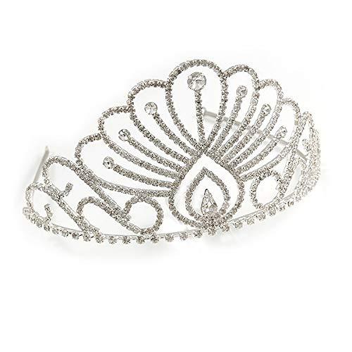 Avalaya Avalaya Statement Bridal/Wedding/Prom Rhodium Plated Austrian Crystal Tiara