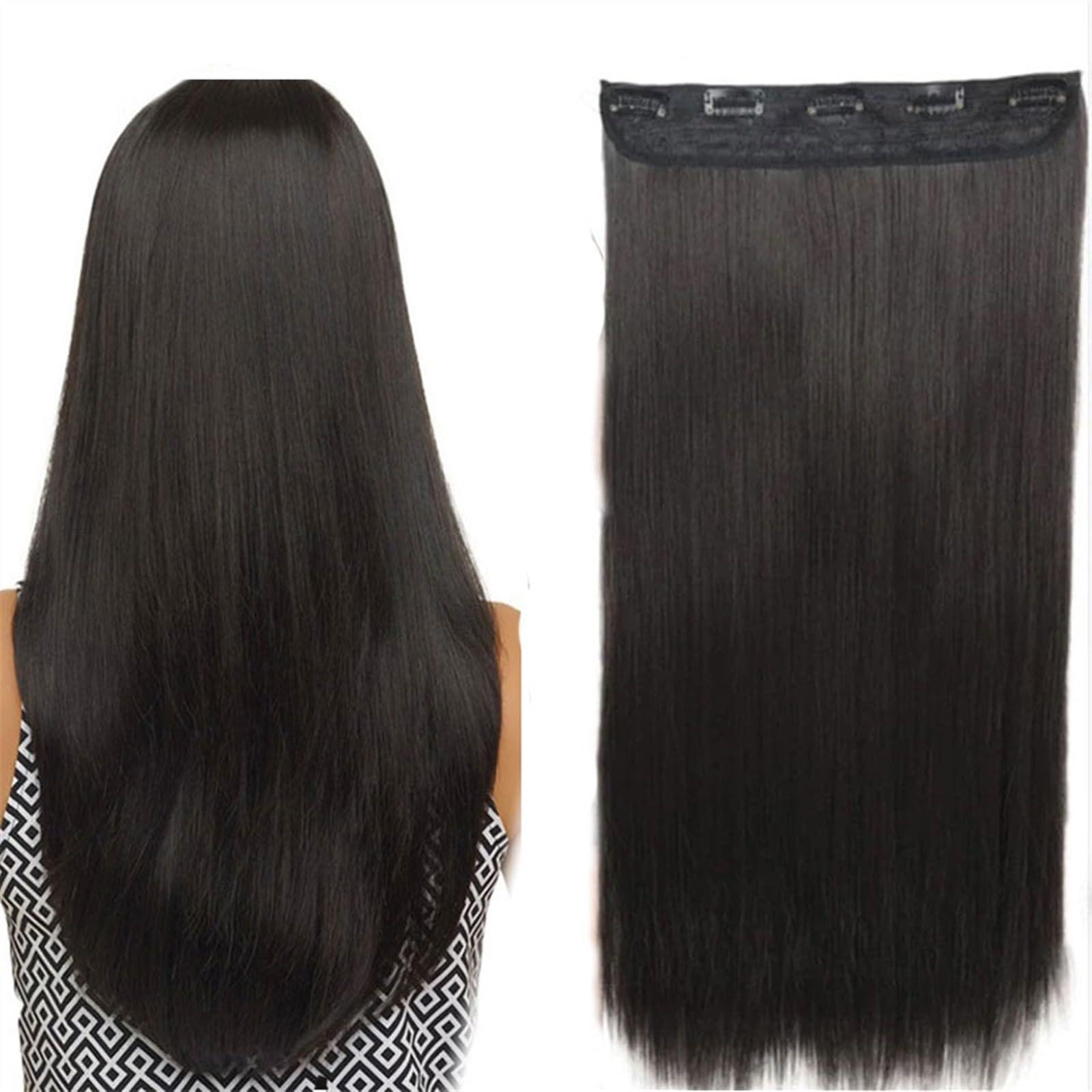 FURUIM2024M Clip in Hair Extensions Clip in Hair Extensions Real Human Hair Natural Black Hair Extensions Clip in Human Hair Double Weft, Soft Straight Hair Extensions with 5 Clips Clip In One Piece Human Hair Ex