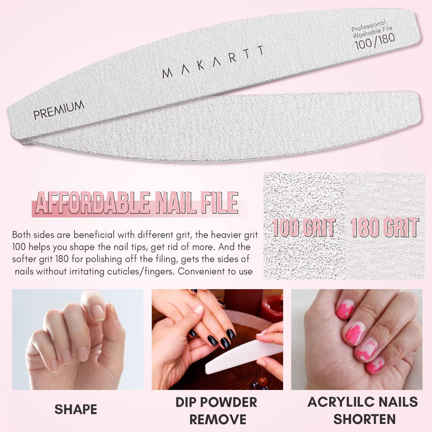 Makartt Makartt Cuticle Nail Drill Bit with Nail File Bundle, Safety Tungsten Carbide Cuticle Remover Drill Bit, 100/180 Grit Nail Files for Acrylic Nails Gel
