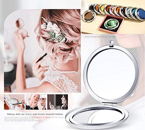 dealcase Portable Foldable Pocket Metal Makeup Compact Mirror Woman Cosmetic Mirror Double Sides, Bridesmaid Purse Pocket Makeup Mirror, Infinite Love, Affection, Unique Birthday Gift for Her (Green)