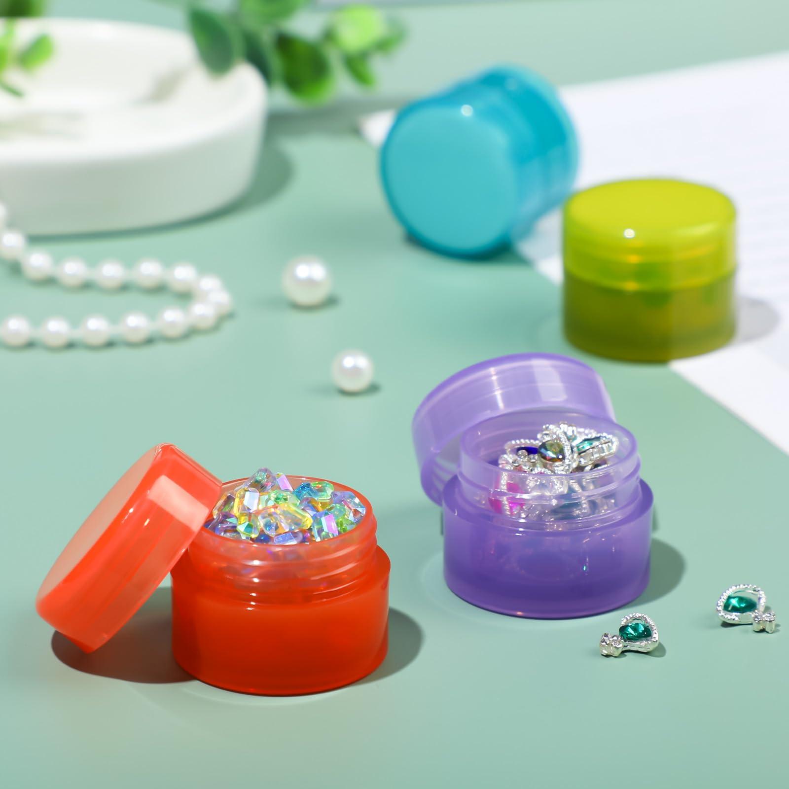 RONRONS RONRONS 10G/10ML Small Travel Containers Jars Mini Sample Containers with Lids Empty Plastic Travel Jars for Lip Balm Salves Creams Lotions Makeup Cosmetics Nail Accessories (8*styleA)