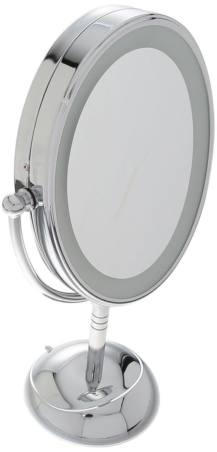 Conair Conair Lighted Makeup Mirror, LED Vanity Mirror, 1X/7X Magnifying Mirror, Double Sided, Battery Operated in Polished Chrome