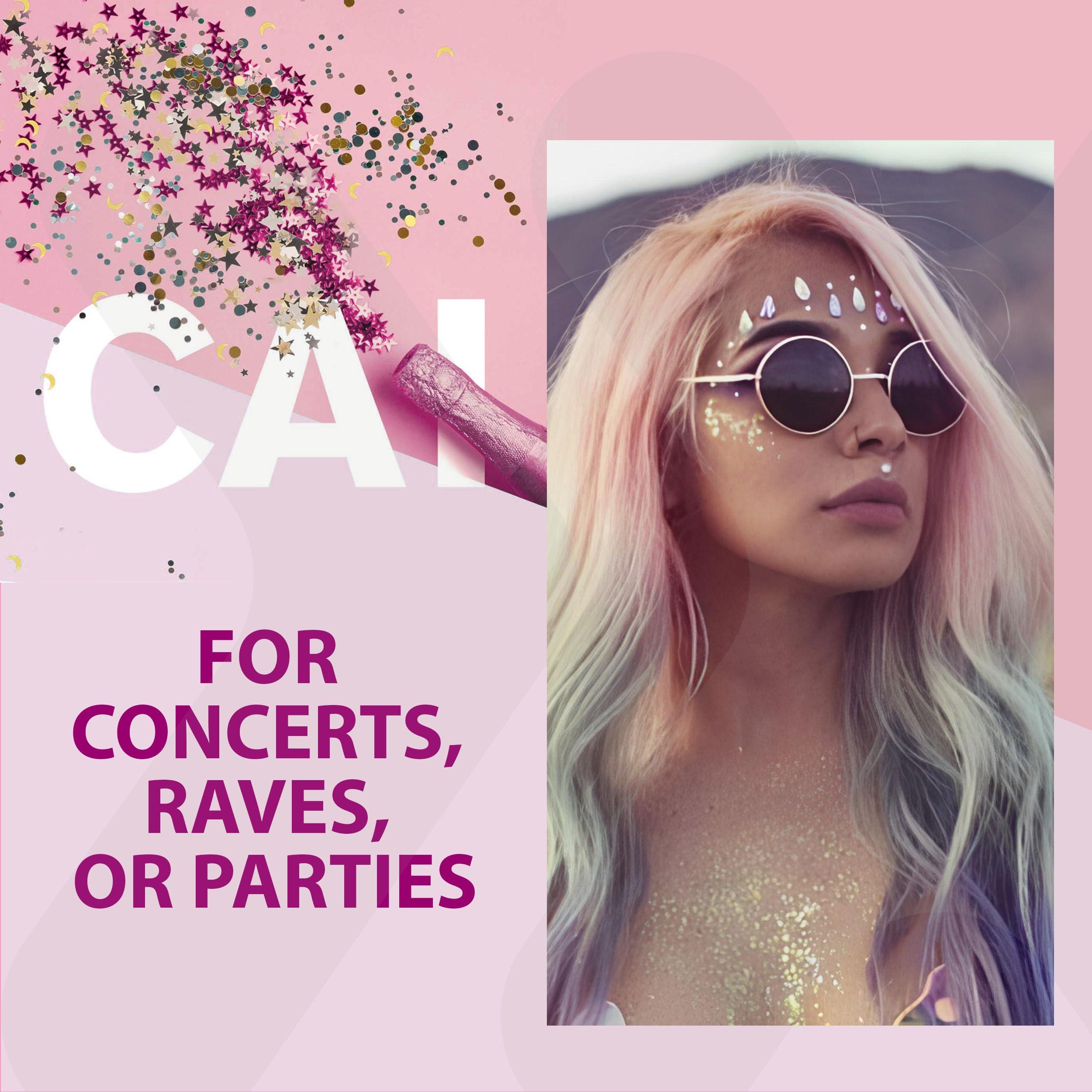 CAI BEAUTY NYC Body Glitter Gel- Face, Body & Hair (1 Pk Violet) Chunky Iridescent Holograph Stars & Moon, 3 oz | Cosmetic-Grade Makeup, Apply Without Glue, Easy to Take Off & Keep Skin Clean - for Concerts, Raves