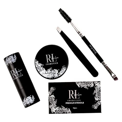 Roman Lon Cosmetics Eyebrow Stamp and Stencil Kit for Perfect Brow Shaping| Brow Stamp Kit Reusable Eyebrow Stencils Waterproof & Long-lasting