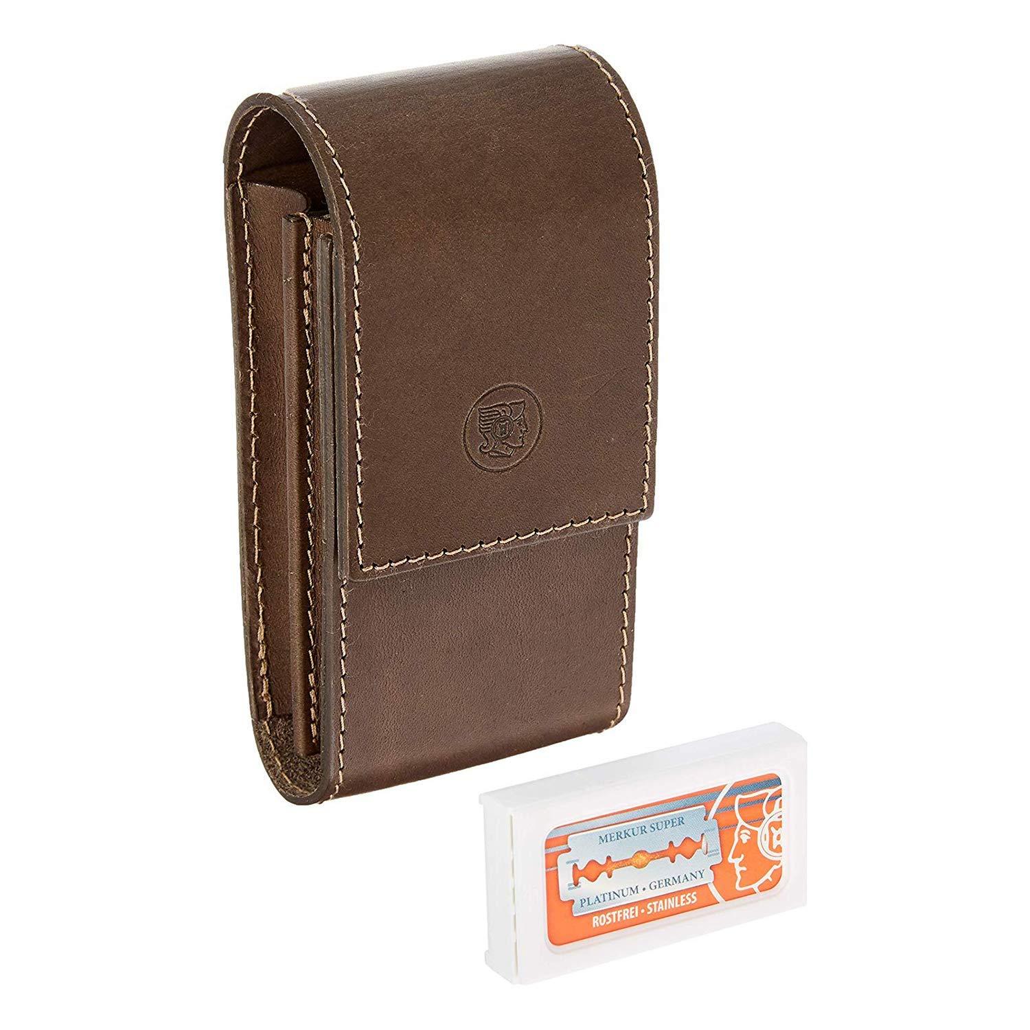 DOVO DOVO Razor And Manicure Set In Brown Leather Case