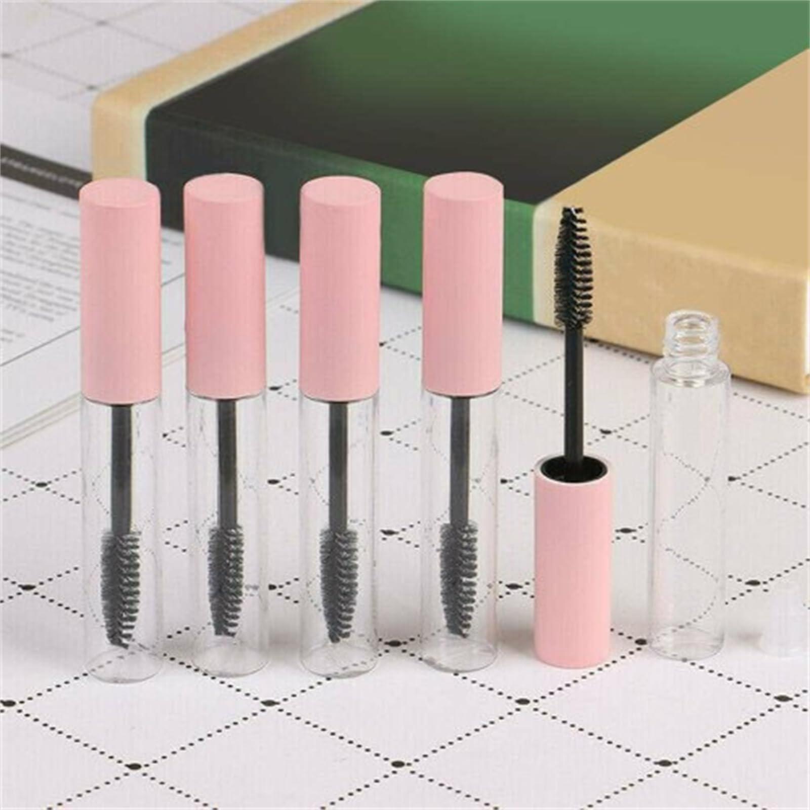 Koconh Empty Mascara Tube And Wand Glass, 3pcs Glass Mascara Tubes Empty For Castor Oil, 10ml Eyeliner Tube And Lip Gloss Tubes (Black+Pink)