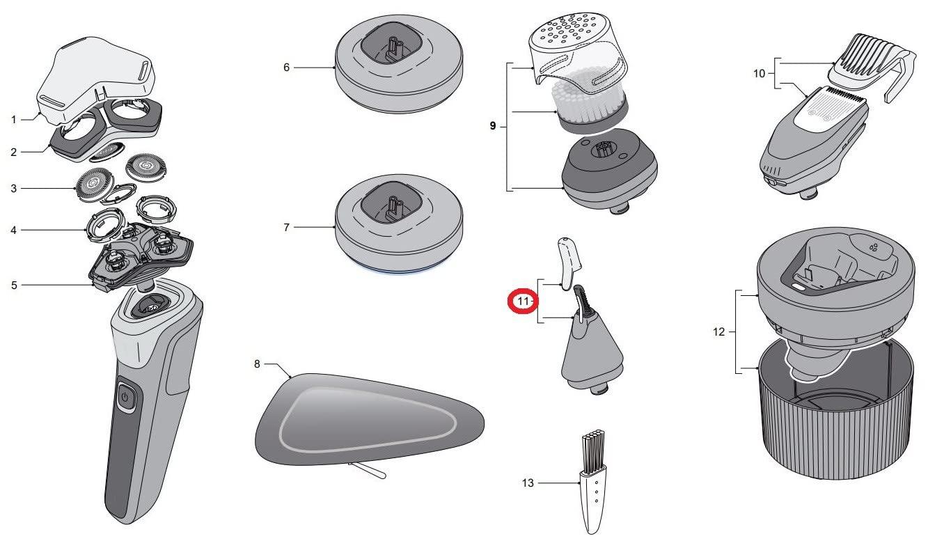 service_parts service_parts Nose Ear Hair Trimmer Click-on Attachment AC40/01 For Philips Shaver Wet & Dry S5531 S5579 S5581 S5666 S7731 S7782 S8050 S9502 S9931 S9982