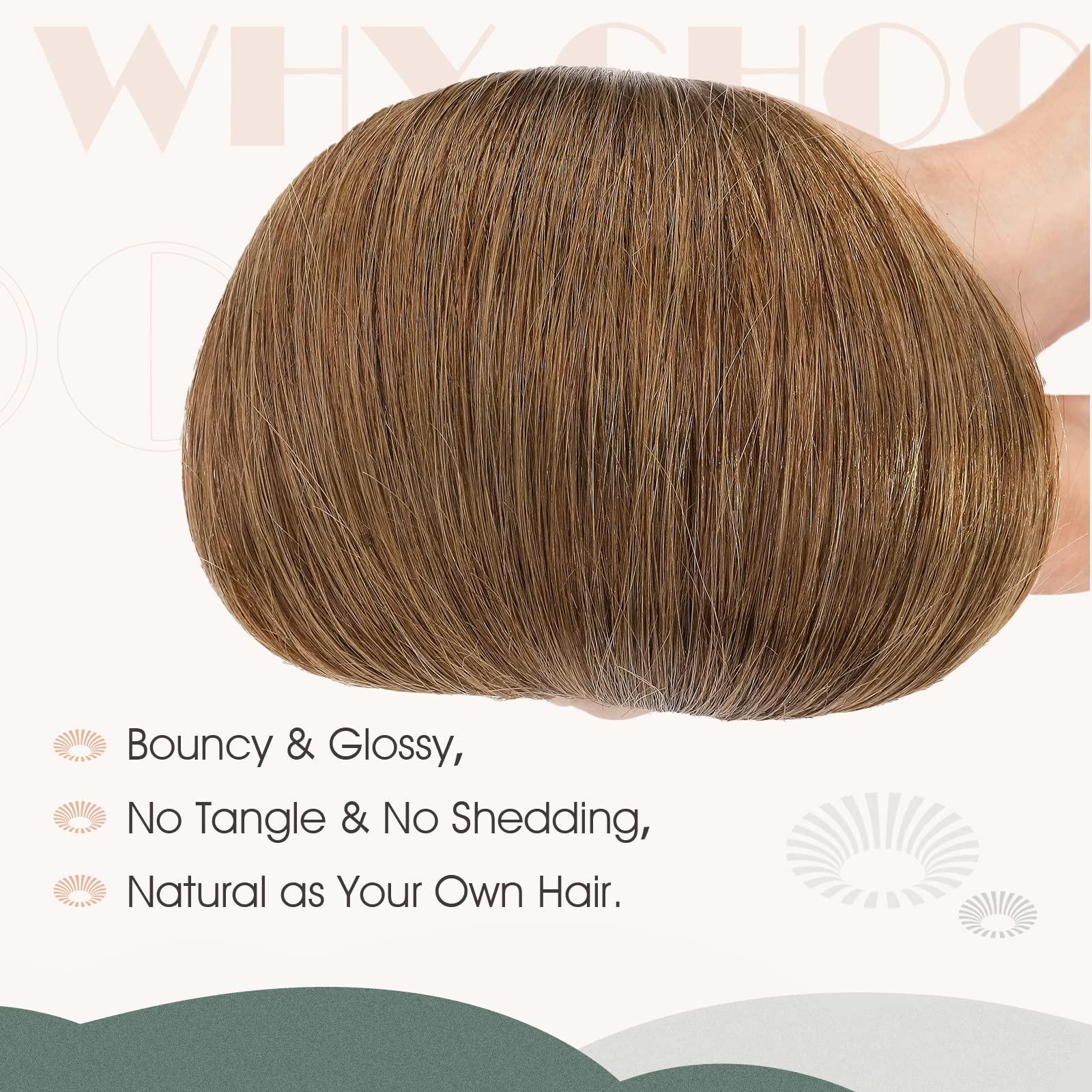 TESS Wire Hair Extensions - 100% Real Human Hair Extensions, Invisible Wire Hair Extensions Real Human Hair for Women, Straight Halo Human Hair Extension, Halo Hair Extension (16 Inch, Light Brown)