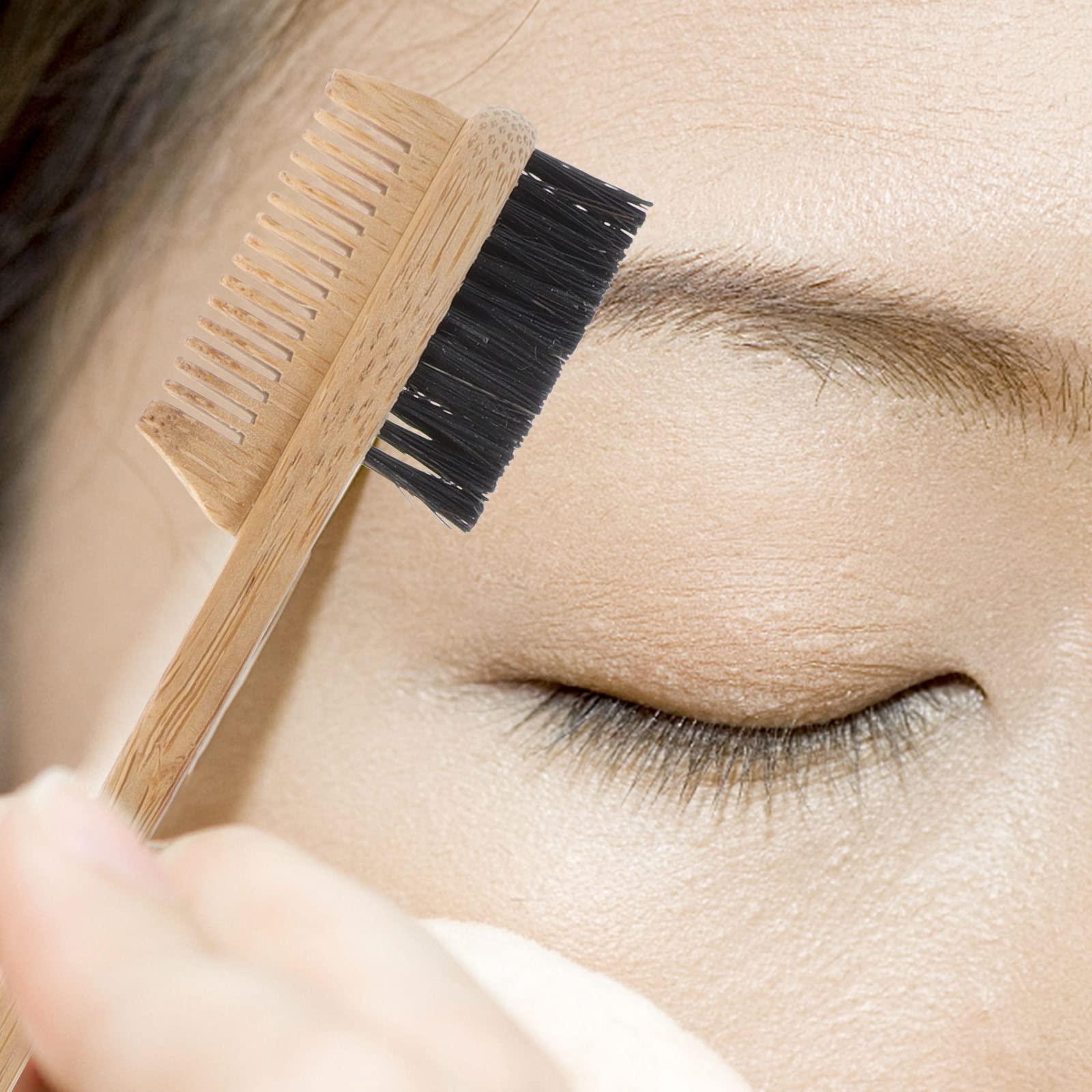 Beavorty 1pc Bamboo Double Eyebrow Brush Multi-effect Comb Eyebrow Trimming Tool Small Eyebrow Brush Double Heads Eyebrow Comb Cleaning Brush Women Styling Eyebrow Brush Eyelash Comb