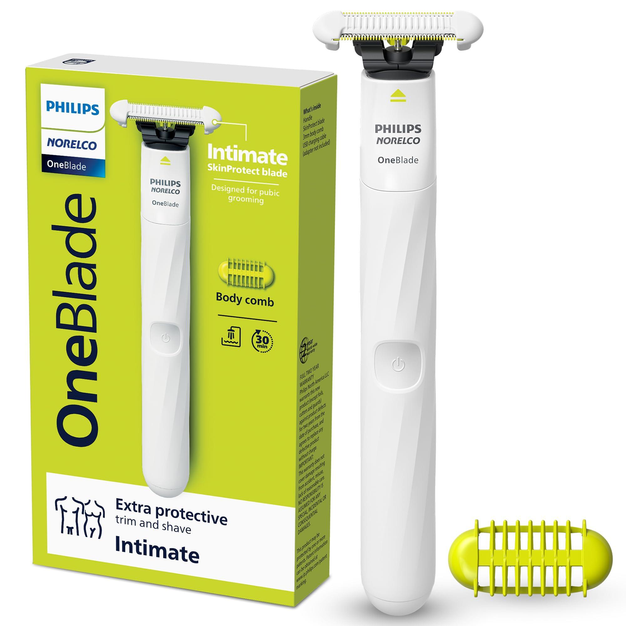 Philips Norelco Philips Norelco OneBlade Intimate, Designed for Pubic Grooming, Trim & Shave with Extra Skin Protection, Model QP1924/70