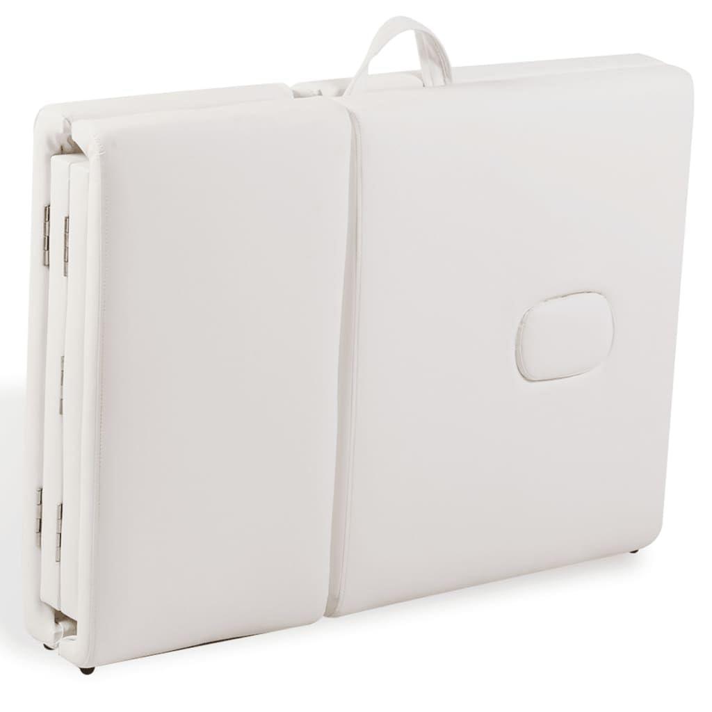 vidaXL vidaXL - Foldable 4-Zone Massage Table in Creme White - Aluminum Frame, High-Density Foam Padding, Adjustable and Portable for Outdoors, Clinics, Therapy Centres