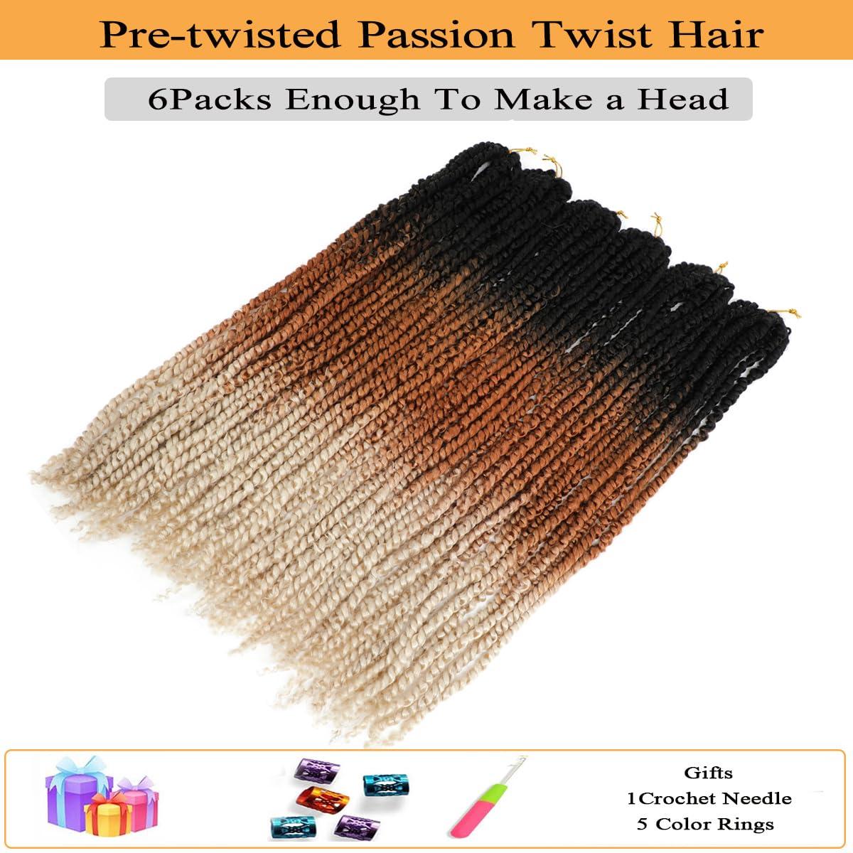 Flagship Passion Twist Hair 30 Inch 1B/30/613 Ombre Long Pre-twisted Passion Twists Pre-looped Crochet Hair for Black Women