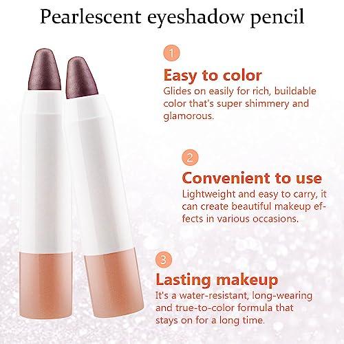 BINGBRUSH BINGBRUSH 2 Pcs Dark Brown Cream Eyeshadow Stick,Shimmer Metallic Eye Shadow Pencil,Eye Brightener Crayon for Different Eye Makeup Effect,Easy-To-Apply and Compact for Travel