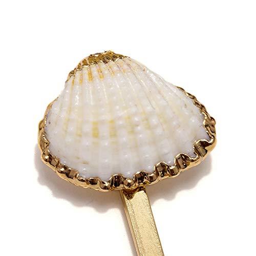Doubnine Doubnine Hair Clips 4PCS Gold Mermaid Shell Cowrie Freshwater Bangs Clips Beach Headpiece Wedding Hair Accesories