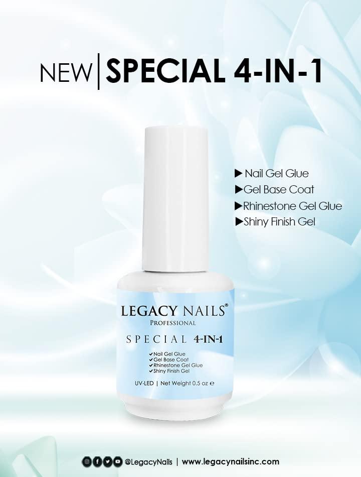 LEGACY NAILS Legacy Nails Professional Special 4-in-1 Finish Gel 0.5 oz Use it as Nail Tip Gel Glue, Rig Stone Gel Glue, Base Coat & Finish Gel Ultra-shine finish