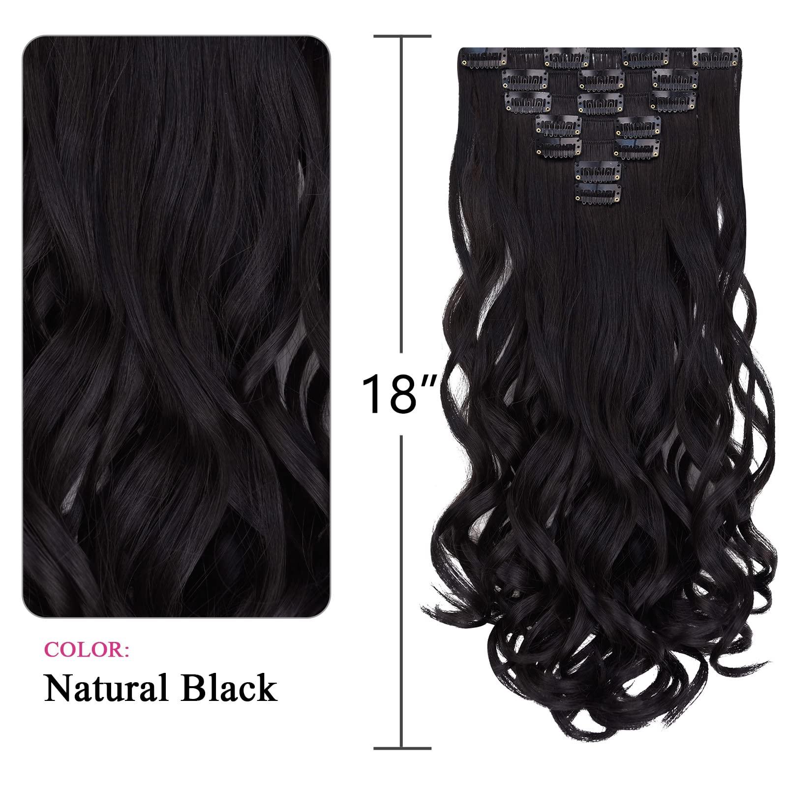 SYXLCYGG SYXLCYGG Black Hair Extension Synthetic Cheap Clip Hair Extensions 18\" Curly 5 Oz Hair Piece Women Fluffy&Not Tangled