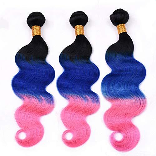 Tony beauty hair Tony Beauty Hair Black Blue and Pink Ombre Malaysian Human Hair Weaves Body Wave Wavy Bundles Deals 3Pcs Lot 1B/Blue/Pink Ombre Virgin Hair Wefts Extensions Dark Root (26 26 26)