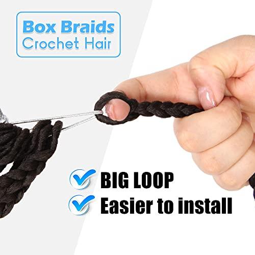 BOHOBABE BOHOBABE Big Loop Box Braids Crochet Hair 10 Inch 8 Packs Prelooped, Medium Short 3X Knotless Crochet Box Braiding Hair, Three Tones Brown Goddess Braid (4#)