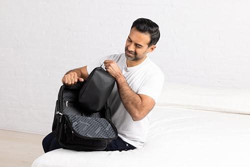 Brookstone Brookstone Compact Toiletry Kit - Vegan Leather Travel Toiletry Bag with Side Grab Handle - Hygiene Bag Toiletry Organizer, Black