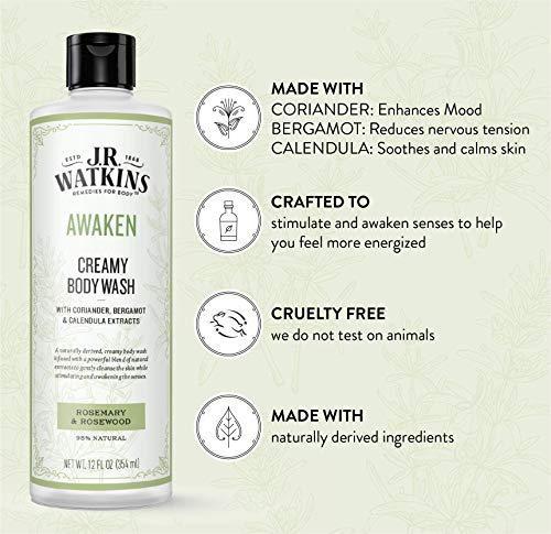J.R. Watkins J.R. Watkins Awaken Creamy Moisturizing Body Wash, Cleanses & Stimulates Senses, Natural Rosemary & Rosewood, 12 oz