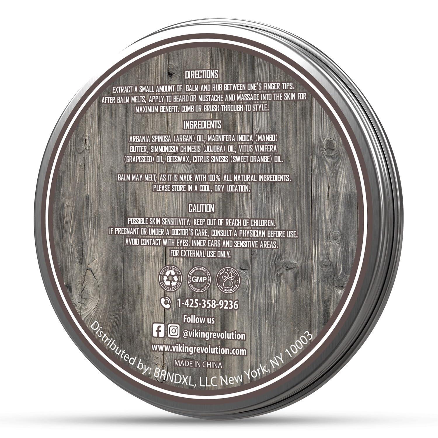 Viking Revolution Beard Growth Kit - Oil, Balm, Serum, Derma Roller & Wooden Comb for Beard & Mustache Growth