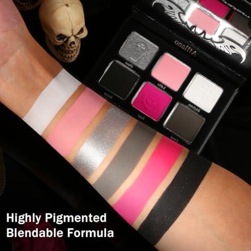 Afflano Afflano Pink Goth Eyeshadow Palette, Pink Smokey Eyes Makeup Eyeshadow Pallet With Mirror, for Goth Girls and Women Long Lasting Daily Valentine makeup, Dark Emo Halloween Clown SFX Gothic Looks