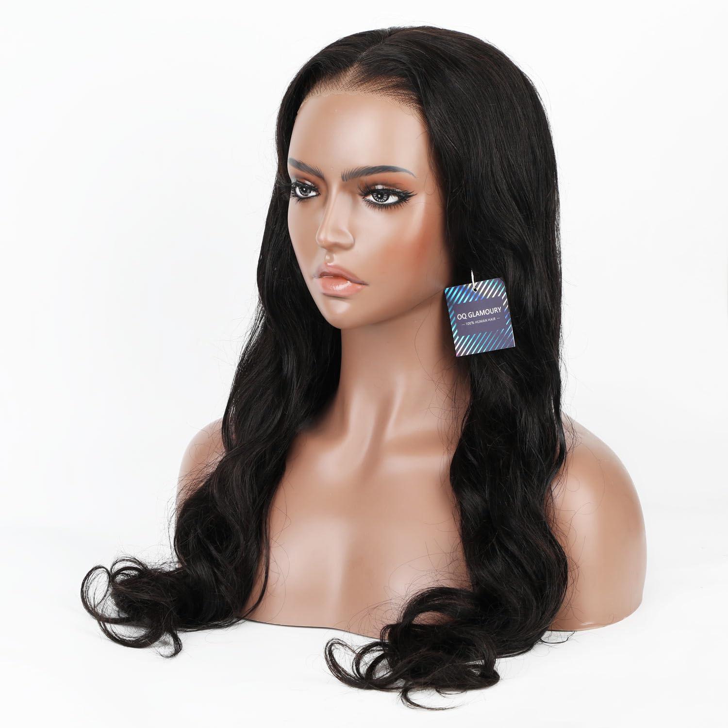 Generic OQ GLAMOURY 100% Wear Go Glueless Wigs Pre Cut Lace Body Wave Undetectable 6X4 HD Lace Wigs 180% Density Human Hair Wigs for Women Pre Plucked (20 Inch)