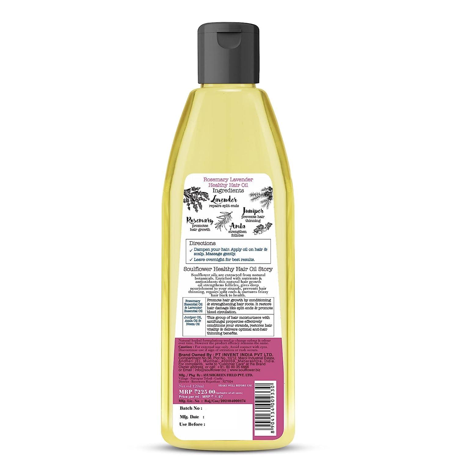 Generic Generic Rosemary Lavender Hair Oil For Healthy Hair, Scalp Nourishment, Hair Growth - 100% Pure & Natural Undiluted Cold Pressed Oil, 120Ml