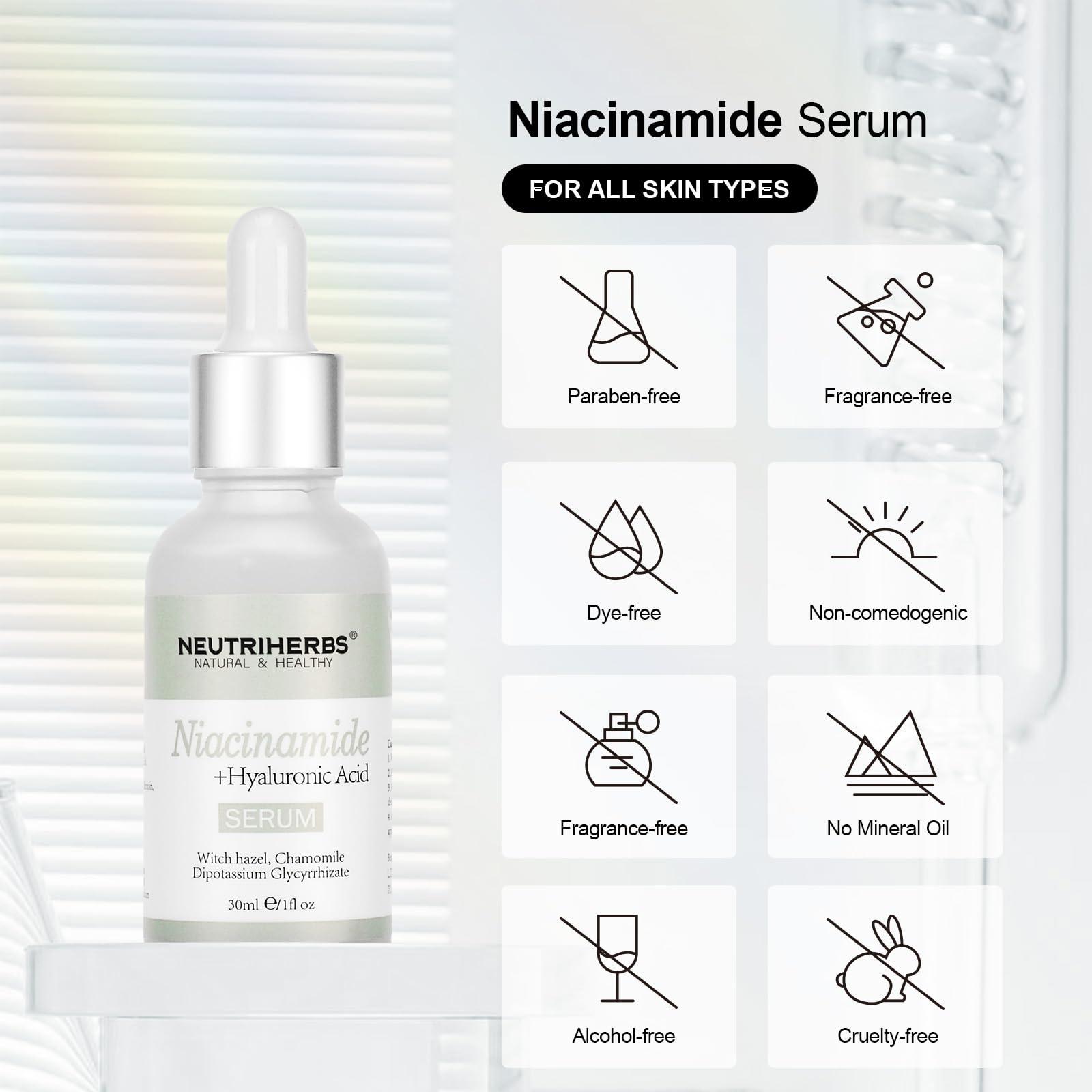 Neutriherbs Neutriherbs 4% Niacinamide Serum for Face the Ordinary + HA,Effectively Work to Control Excess Facial Oil, Minimize the Pores and Prevent Breakouts, Best Niacinamide Serum For Oily Skin