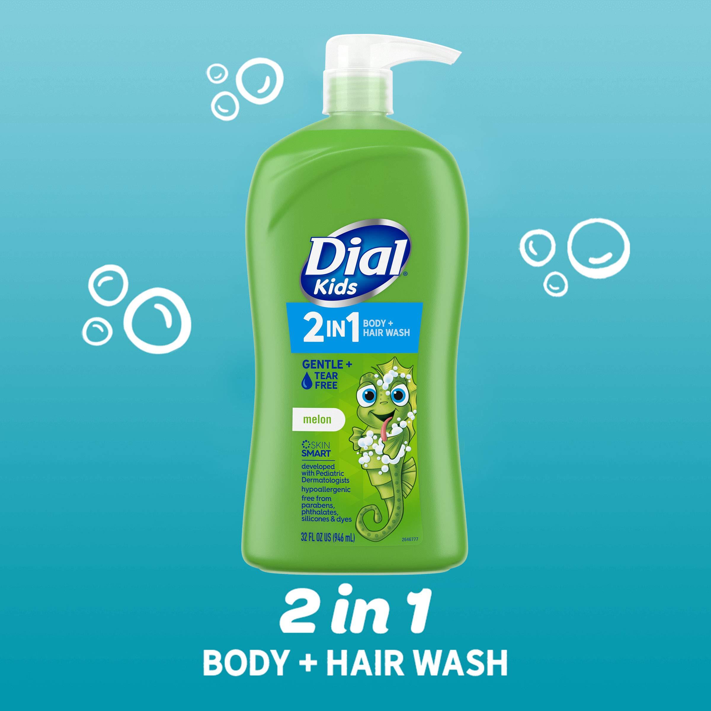 Dial Dial Kids 2-in-1 Body+Hair Wash, Melon, 32 fl oz (Pack of 2)