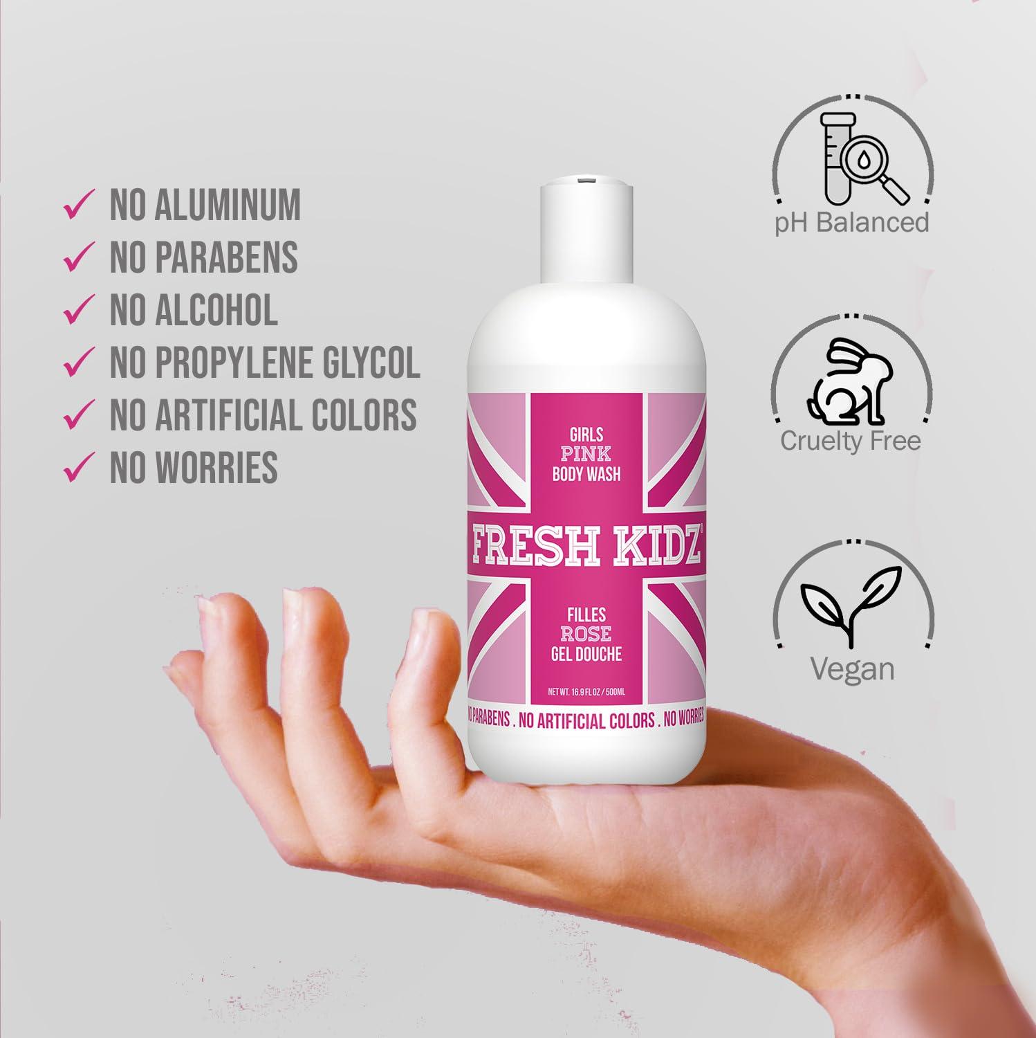 Fresh Kidz Fresh Kidz Body Wash for Kids and Teens - Gentle Bath and Shower Cleanser for All Skin Types - Girls Pink, 16.9 Fl.Oz.