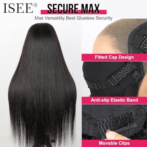 ISEE ISEE HAIR Straight Wear Go Glueless Wig Human Hair Pre Plucked Pre Cut 9x6 HD Lace Pre Bleached Tiny Knots Human Hair Wigs For Women 20 Inch