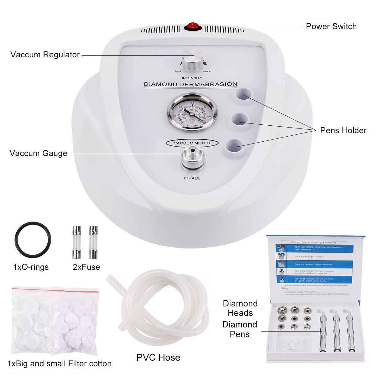Yofuly Yofuly Diamond Microdermabrasion Machine, 65-68cmHg Suction Power Professional Dermabrasion, Home Use Facial Skin Care Equipment