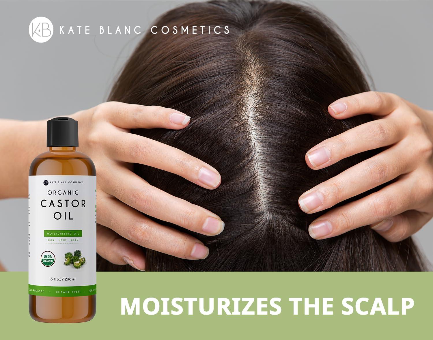 Kate Blanc Cosmetics Kate Blanc Cosmetics Castor Oil 8oz USDA Certified Organic. Cold-Pressed, 100% Pure, Hexane-Free. Promote Growth for Hair, Eyelashes, Eyebrows. Moisturizing For Dry Skin and Body