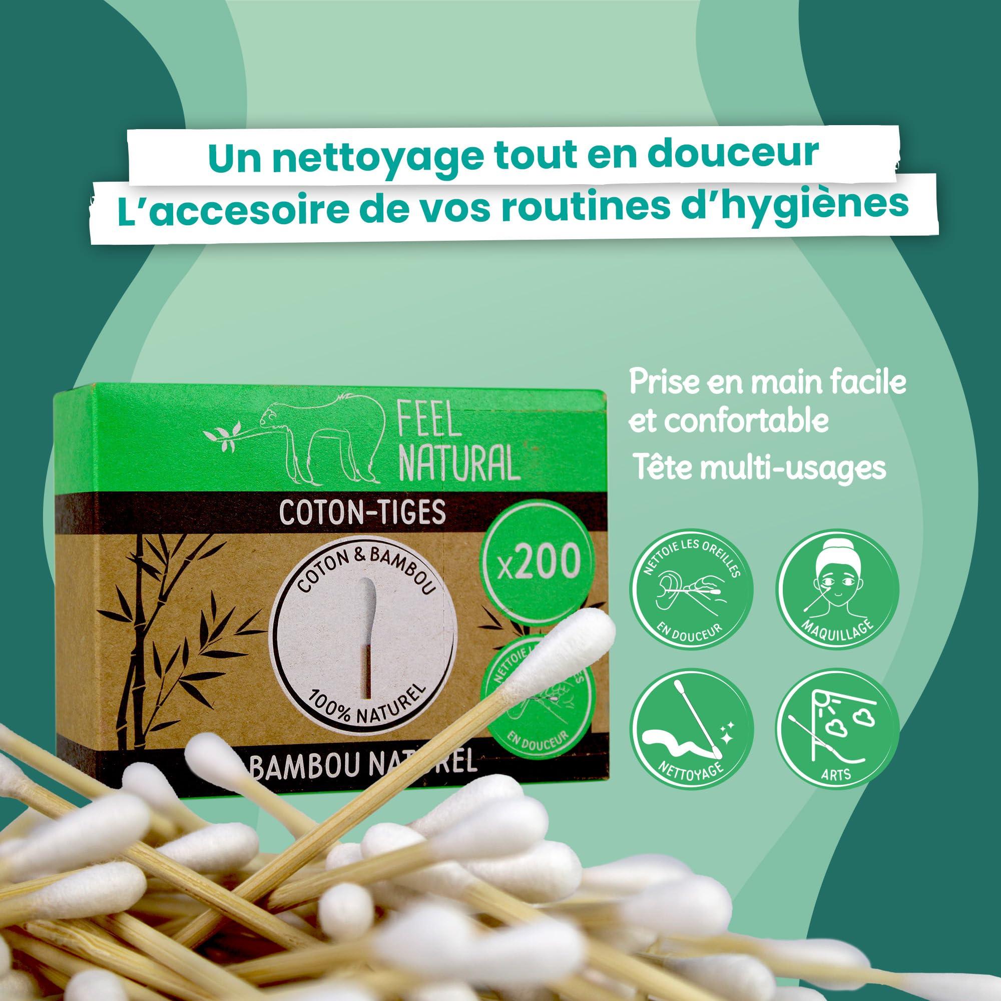 FEEL NATURAL Box of 200 Feel Natural Bamboo Cotton Buds White