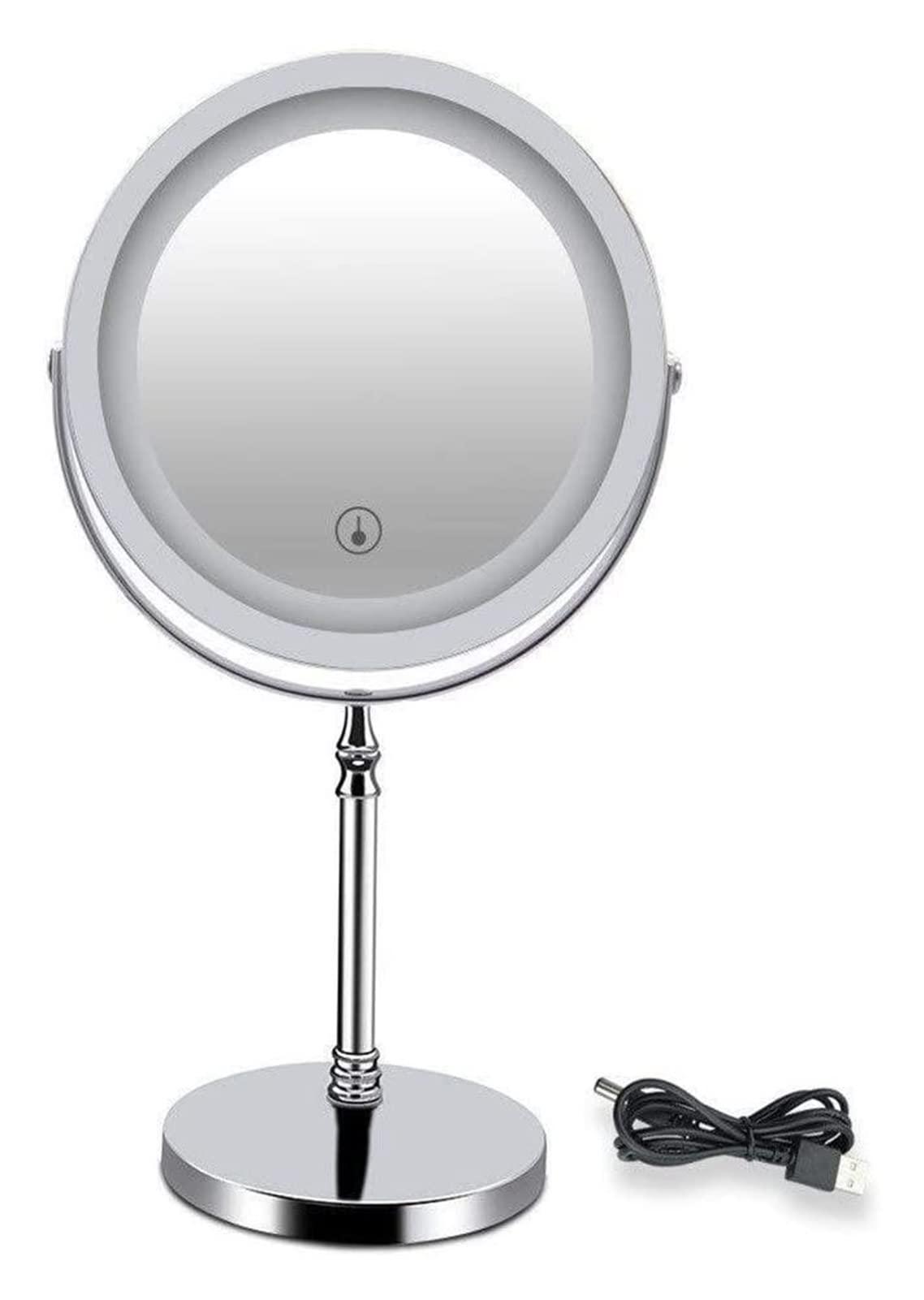 Eliveshown Eliveshown Countertop Vanity Mirrors LED Lighted Makeup Vanity Mirror with A Non-Slip Pedestal 7 Inches Double-Sided 10X Magnifying