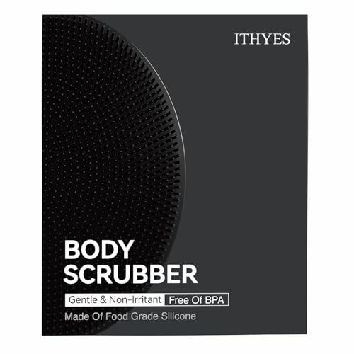Ithyes Ithyes Silicone Body Scrubber Exfoliating Body Brush for Men Women Lathers Well Easy to Clean More Hygienic Than Loofah Shower Scrubber Face Scrubber for Sensitive Skin 1 Pack (Black)
