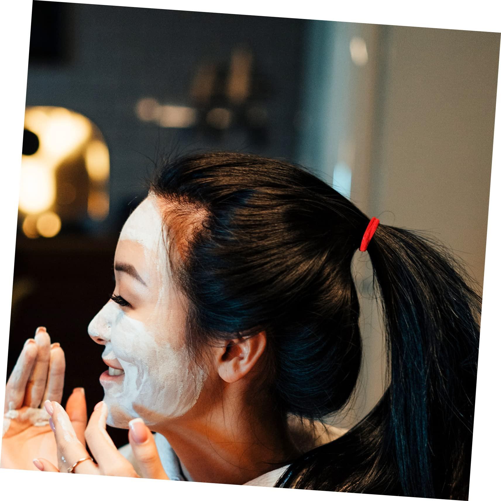 FOYTOKI FOYTOKI 100pcs Thin Hair Band Hair Bands for Men Hair Ties with Balls Mens Hair Ties Hair Balls for Hair Hair Tie Clear Elastic Hair Ties Headband Rubber Bands Small Nylon Red