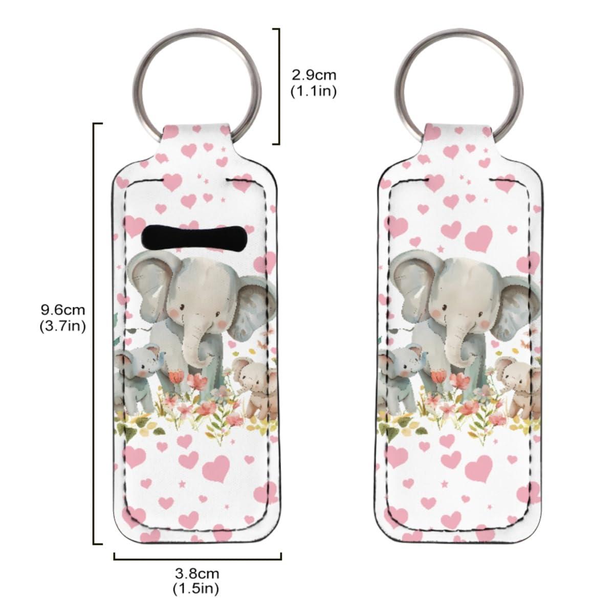 DUOLIFU DUOLIFU 2 PCS Novelty Printed Chapstick Holder Keychain Clip-on Sleeve Lip Balm Holder Lipstick Sleeve Pouch,Elephant,ONESIZE