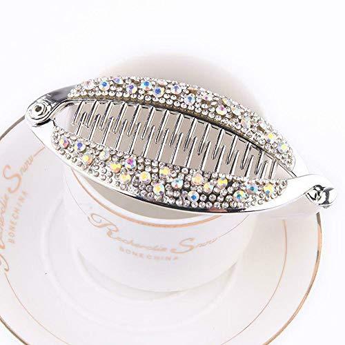 Acxico Acxico 2 pcs women's banana clip with diamond plating hairpin ponytail banana clip (1 gold and silver each)