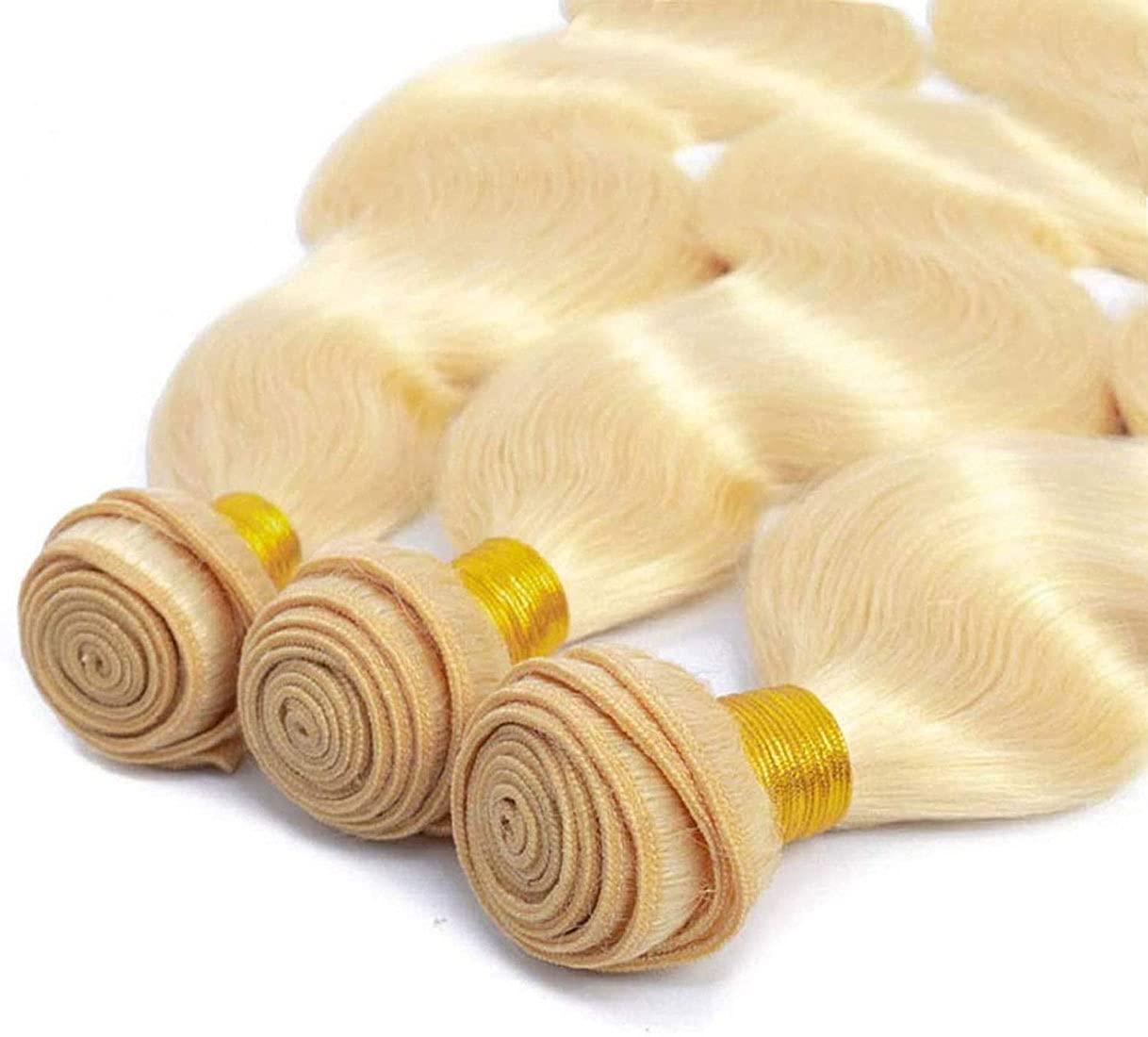 muaowig Muaowig #613 Body Wave Human Hair Bundles Blonde Hair Extensions 1 Bundle Hair Weaves For Women Honey Blonde Real Unprocessed Virgin Hair Bundles 12 Inch