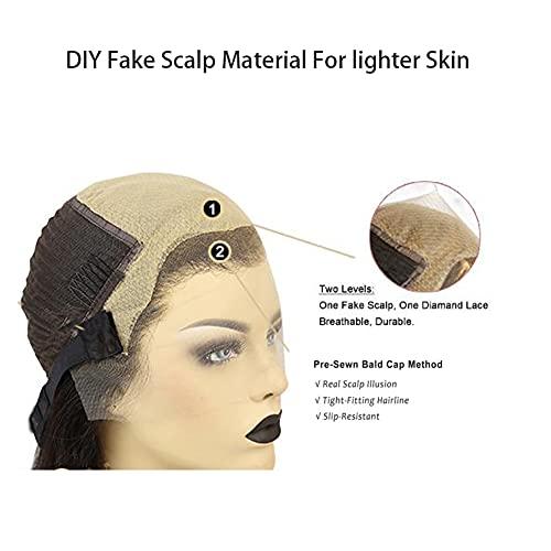 Trodalo Fake Scalp Method DIY Materials 1/2 Yard Wig Cap Net lace frontal Wigs Making Sewing Base Foundation Hairnets Accessories Lace Caps (lighter Skin)