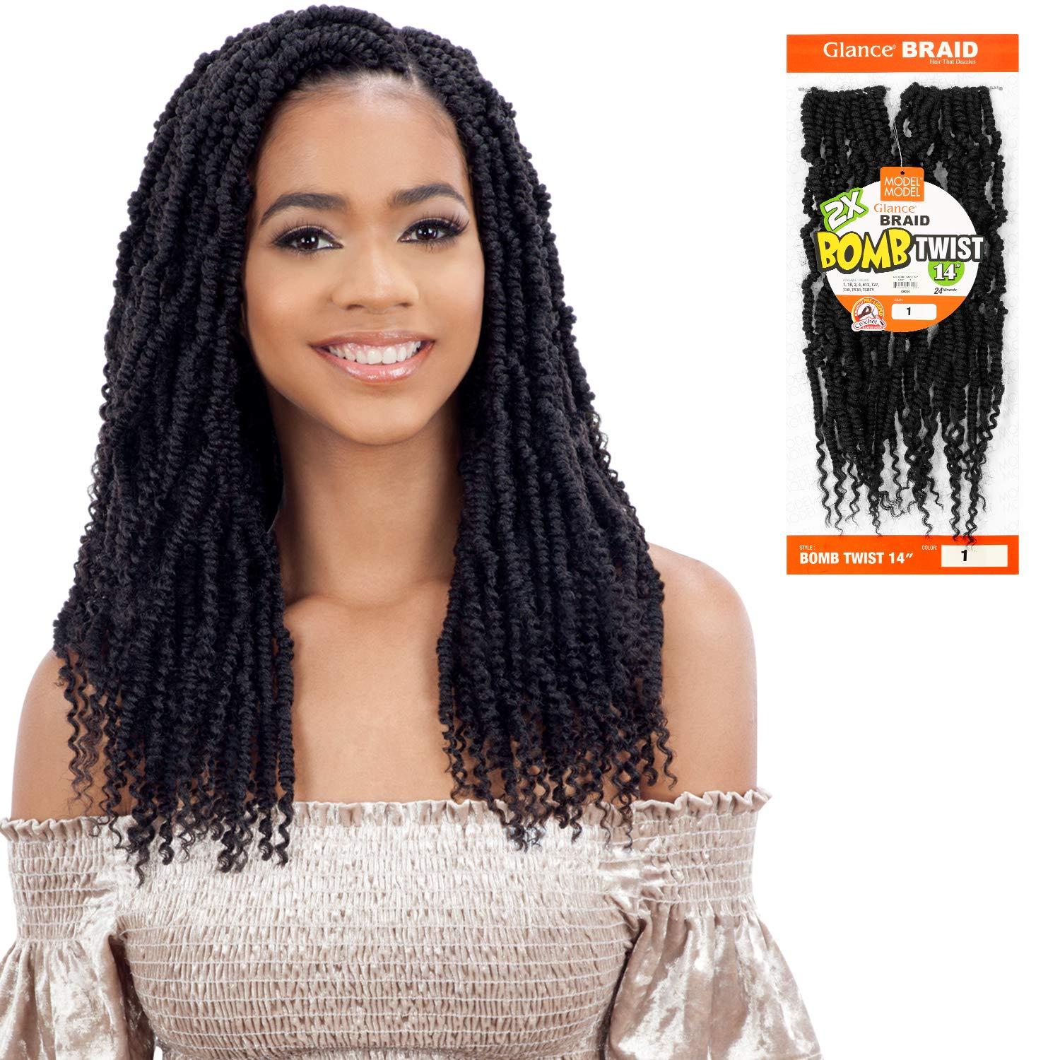 Glance MULTI PACK DEALS! Model Model Synthetic Hair Crochet Braids Glance 2X Bomb Twist 14\" (1-PACK, 613)