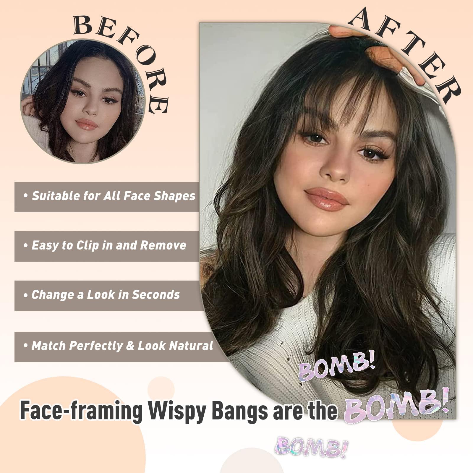 Verna VERNA Bangs Hair Clip in Bangs - 100% Real Human Hair Bangs Clip in Hair Extensions, Easy to Use Fake Bangs, Natural Clip on Bangs, Black Wispy Bangs for Daily Wear (1B, Natural Black)